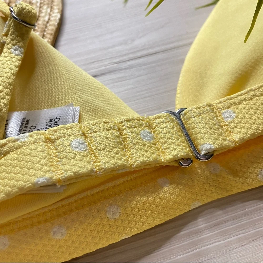 Billabong x Salty Blonde •• Yellow Polka Dot Fixed Tri Bikini Top | Rise Bottoms - Picture 10 of 16